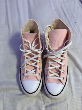 Converse High Top Sneakers in Light Pink and White